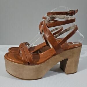 Paige Rory Platform Clog Sandal Womens 9.5 Clay Brown Leather Chunky Boho Retro